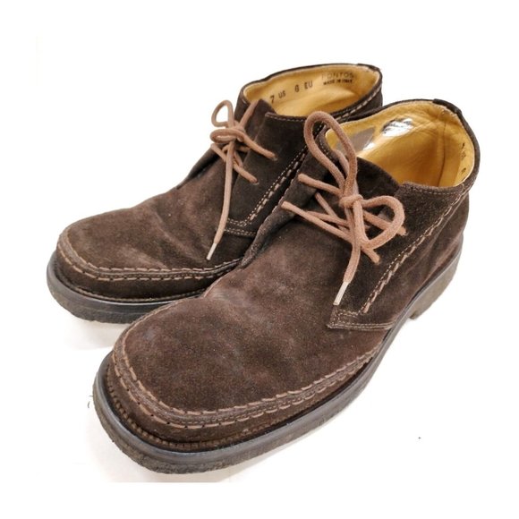 EUC BALLY Lace Up Pontos Dark Brown Suede Italian Leather Boots